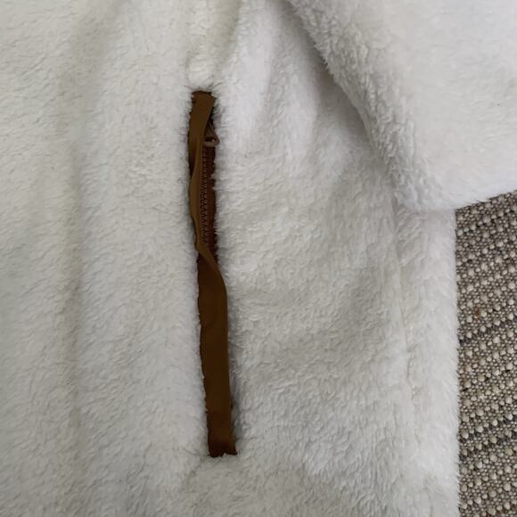 Hurley Pullover Jacket Mens Large Faux Fur Sherpa 1/4 Zip Relaxed Elbow Patches - Picture 10 of 10